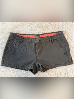 Express Gray Shorts with Coral Waistband Accent